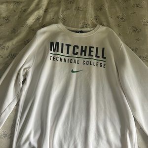 White Nike Mens College Sweatshirt Mitchell Tech